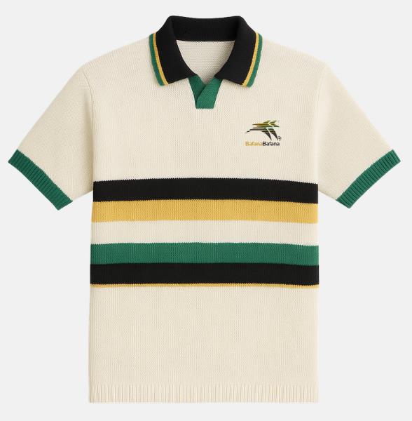 BAFANA BAFANA YARN DYE STRIPE S/S KNITWEAR POLO- IVORY